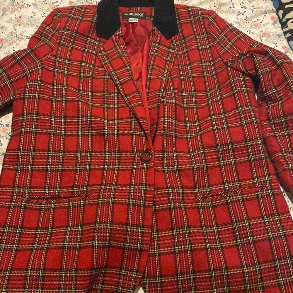 Plaid wool blend coat/jacket